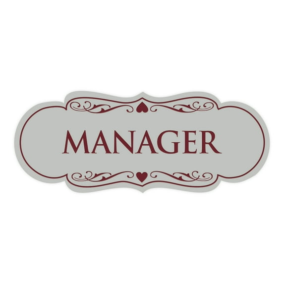 Designer Manager Sign(Light Grey / Burgundy) - Small