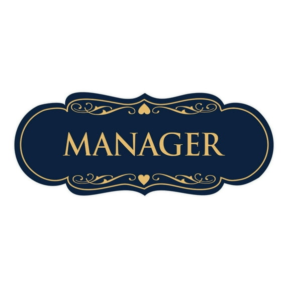 Designer Manager Sign(Navy Blue/Gold) - Small