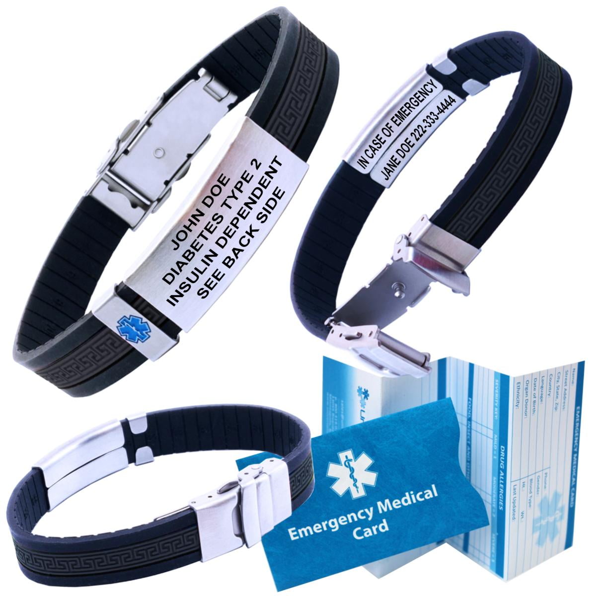 Designer Medical ID Bracelet for Men: Ultra Slim Style, Hypoallergenic ...