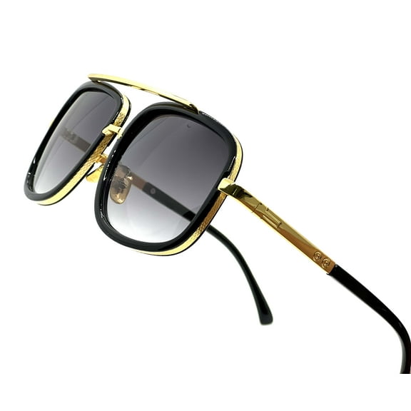 Designer Men Women Sunglasses Square Metal Sunglasses Retro Gold Frame
