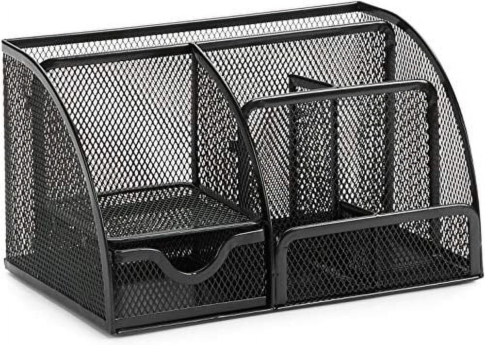 Designer Metal Desk Organizer - Metal with Black Finish - Desk Accessories - Unique Metal Mesh Design - Storage for Paper and Office Supplies