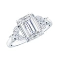 thumbnail image 1 of Designer Moissanite Engagement Ring - 7X9 mm Emerald Cut Moissanite Ring - D-VS1 Grade, 18K White Gold, US 10.00, 1 of 8