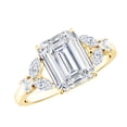 thumbnail image 1 of Designer Moissanite Engagement Ring - 7X9 mm Emerald Cut Moissanite Ring - D-VS1 Grade, 18K Yellow Gold, US 6.50, 1 of 8