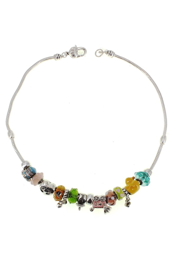 Riviera Multicolor Resin Beaded Necklace, Pewter, 17 in, Snake, NE-NN2259LASML