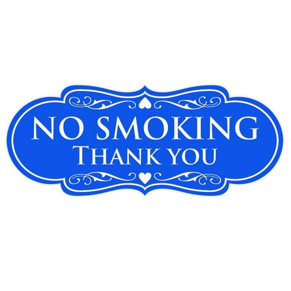 Designer NO SMOKING Thank You Sign - Blue Medium