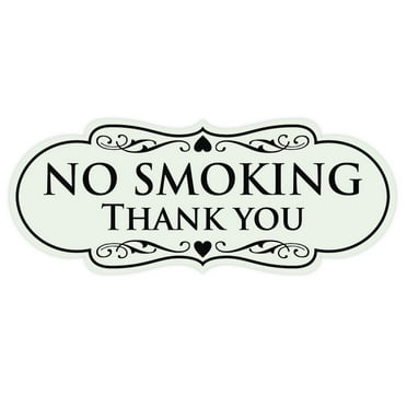 Designer NO SMOKING Thank You Sign - Lt Gray Medium