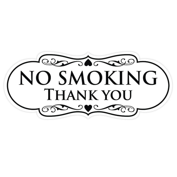 Designer NO SMOKING Thank You Sign - White Medium