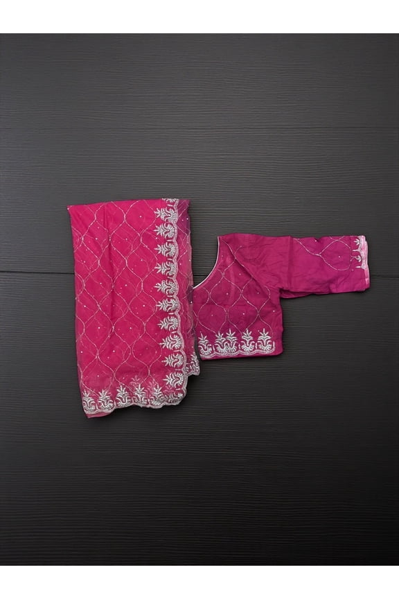 Designer Net Saree with Ready Blouse, Cultural Wear for Women, Aug42