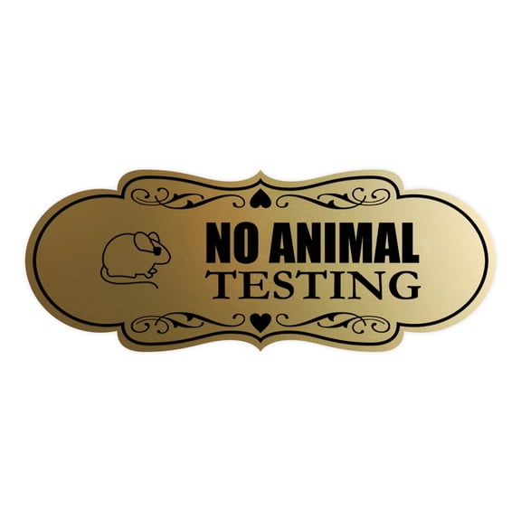 Designer No Animal Testing Sign (Brushed Gold) - Small