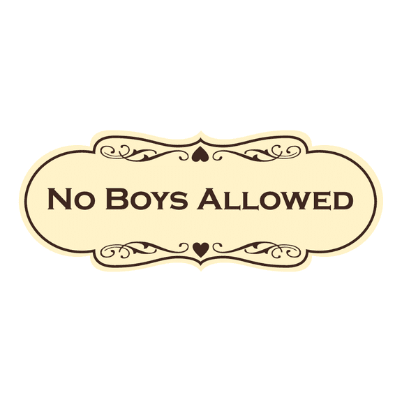 Designer No Boys Allowed Sign (Ivory/Dark Brown) - Large
