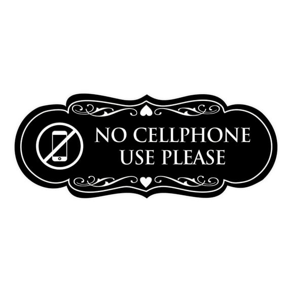 Designer No Cellphone Use please Sign(Black) - Large