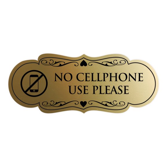 Designer No Cellphone Use please Sign(Brushed Gold) - Medium