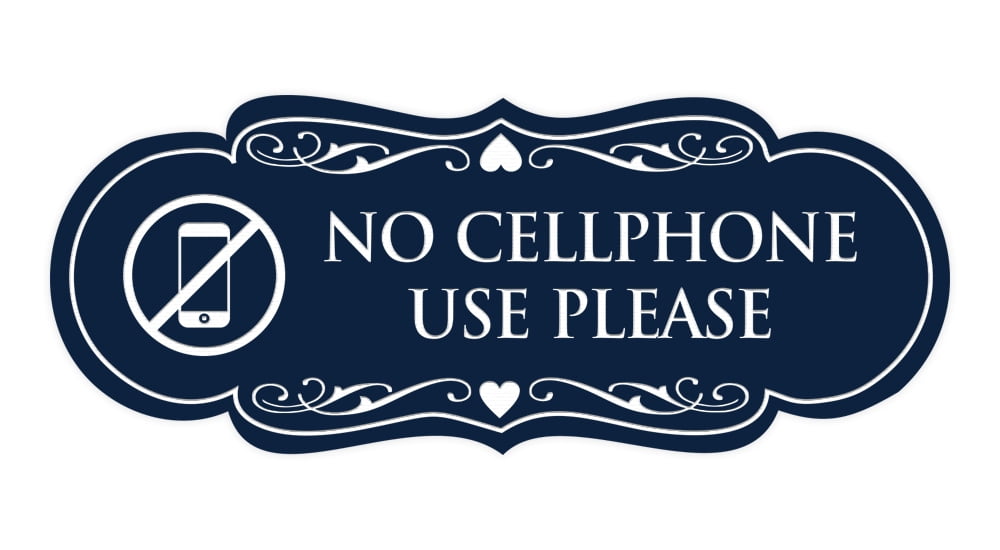 Designer No Cellphone Use please Sign(Navy Blue / White) - Large ...