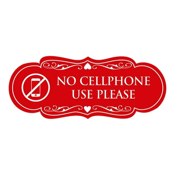Designer No Cellphone Use please Sign(Red) - Large
