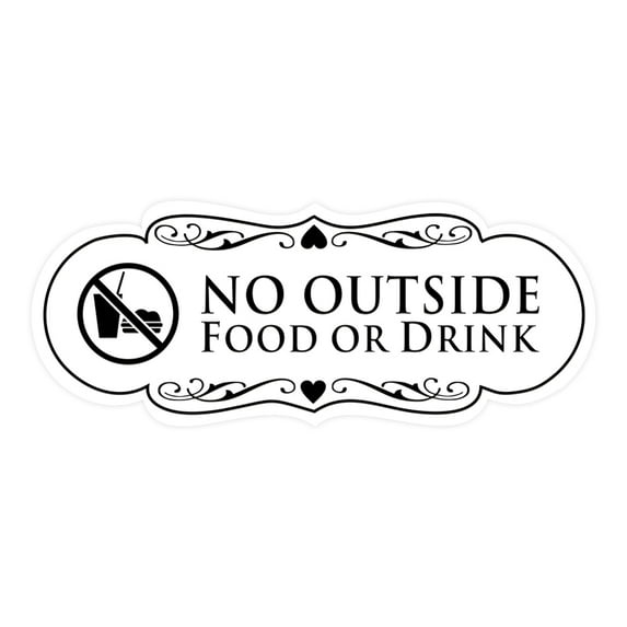 Designer No Outside Food or Drink Sign(White) - Small