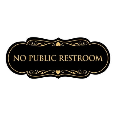 Designer No Public Restroom Sign(Black Gold) - Medium