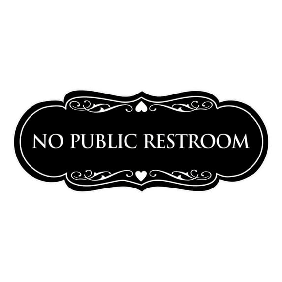 Designer No Public Restroom Sign(Black) - Medium