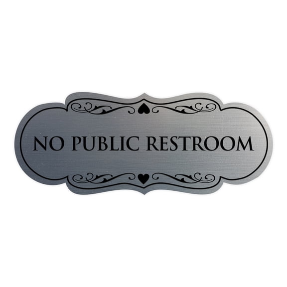 Designer No Public Restroom Sign(Brushed Silver) - Medium
