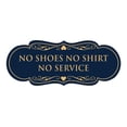 thumbnail image 1 of Designer No Shoes No Shirt No Service Sign(Navy Blue/Gold) - Small, 1 of 6