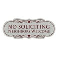 thumbnail image 1 of Designer No Soliciting Neighbors Welcome Sign(Light Grey / Burgundy) - Medium, 1 of 6