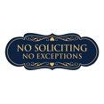 thumbnail image 1 of Designer No Soliciting No Exceptions Sign(Navy Blue/Gold) - Large, 1 of 6