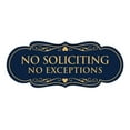 thumbnail image 1 of Designer No Soliciting No Exceptions Sign(Navy Blue/Gold) - Medium, 1 of 6