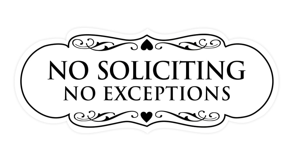 Designer No Soliciting No Exceptions Sign(White) - Large - Walmart.com