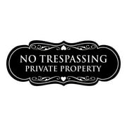 Designer No Trespassing Private Property Sign(Black) - Large