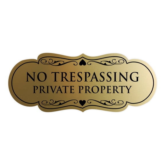 Designer No Trespassing Private Property Sign(Brushed Gold) - Large