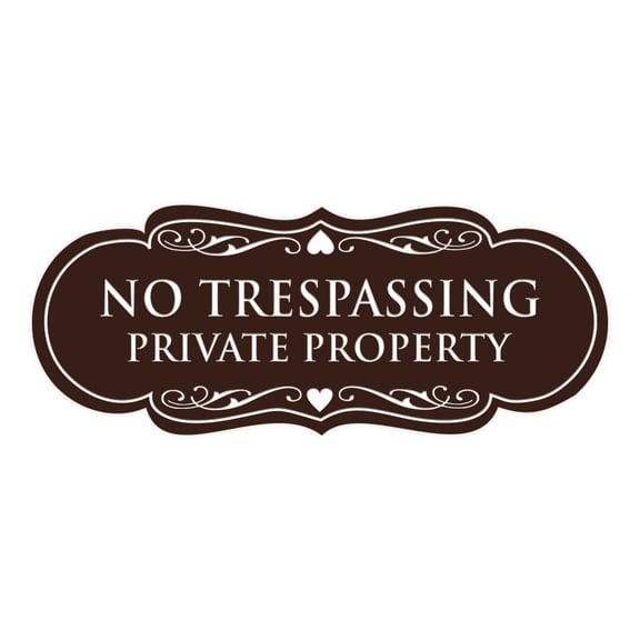 Designer No Trespassing Private Property Sign(Dark Brown) - Medium