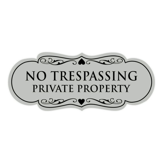 Designer No Trespassing Private Property Sign(Lt Gray) - Medium