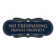 thumbnail image 1 of Designer No Trespassing Private Property Sign(Navy Blue/Gold) - Large, 1 of 6
