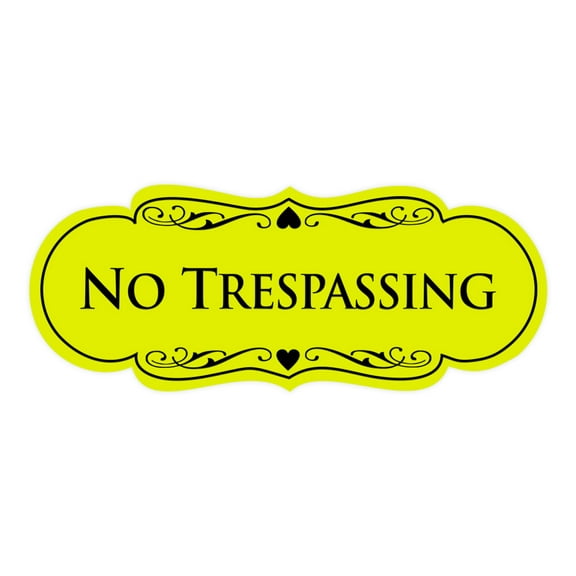 Designer No trespassing Sign(Yellow / Black) - Large