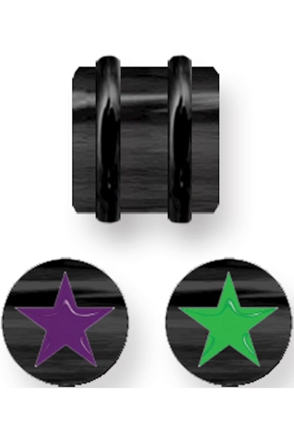 Designer Non Metal Acrylic Plug W Contrasting Color Fill 0G (8.23Mm) 3/8 Inch (10Mm) Long Star Made In China -Jewelry By Sweet Pea Creations