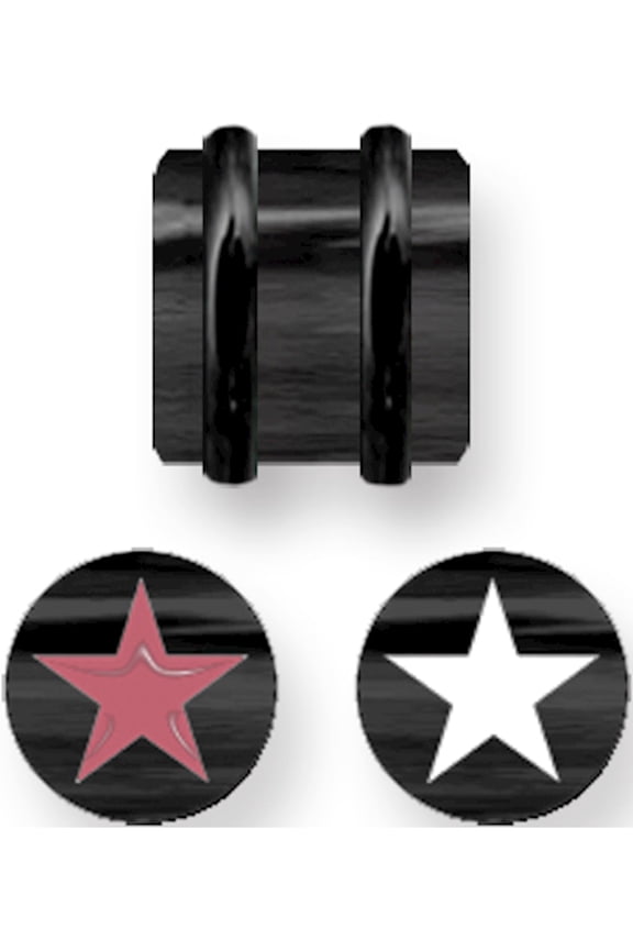 Designer Non Metal Acrylic Plug W Contrasting Color Fill 0G (8.23Mm) 3/8 Inch (10Mm) Long Star Made In China -Jewelry By Sweet Pea Creations