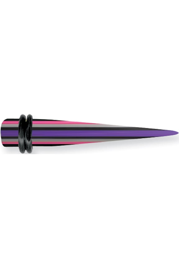 Designer Non Metal Acrylic Uv Neon Layered Expander Spike W 2 O-Rings 0G (8.2Mm) 50Mm Long Exp Made In China -Jewelry By Sweet Pea Creations