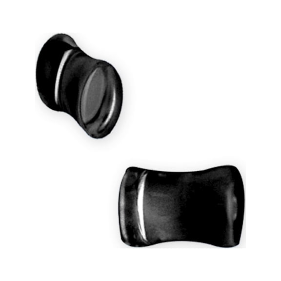 Designer Non Metal Natural Stone Plug W Flares 0G (8.2Mm) Flared Ends Agate Black Made In China -Jewelry By Sweet Pea Creations