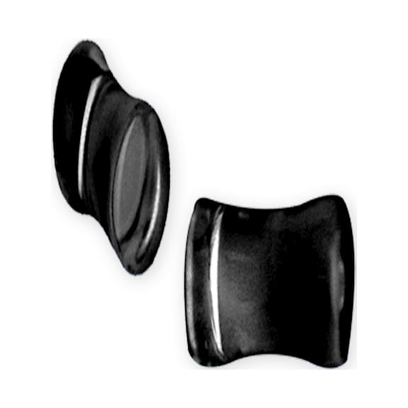 Designer Non Metal Natural Stone Plug W Flares 1/2G (13Mm) Flared Ends Agate Black Made In China -Jewelry By Sweet Pea Creations