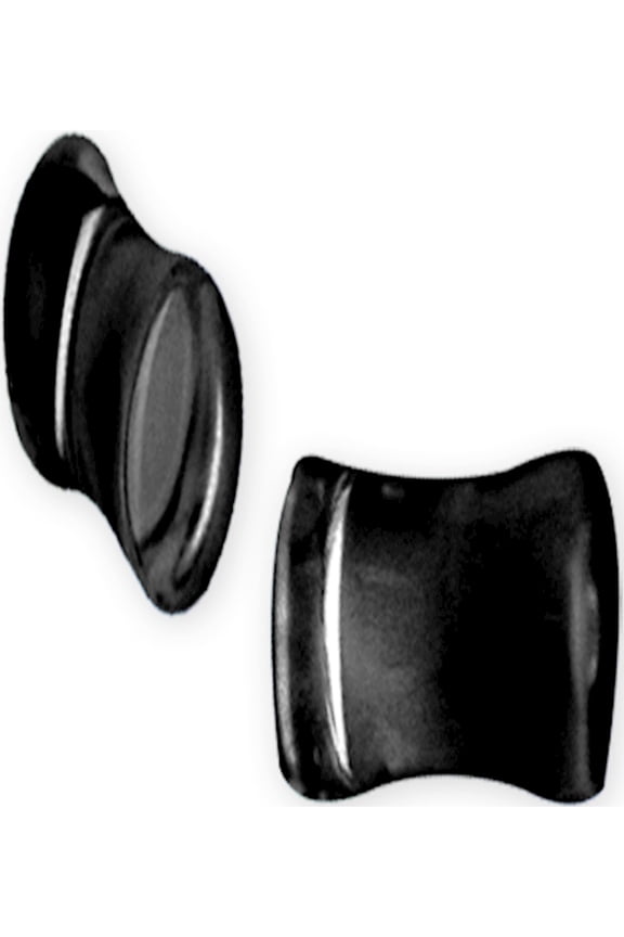 Designer Non Metal Natural Stone Plug W Flares 1/2G (13Mm) Flared Ends Agate Black Made In China -Jewelry By Sweet Pea Creations