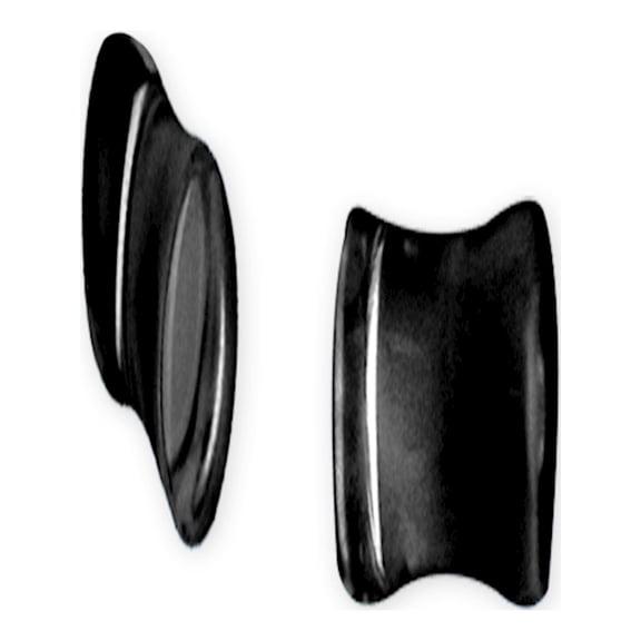 Designer Non Metal Natural Stone Plug W Flares 7/8G (23Mm) Flared Ends Agate Black Made In China -Jewelry By Sweet Pea Creations