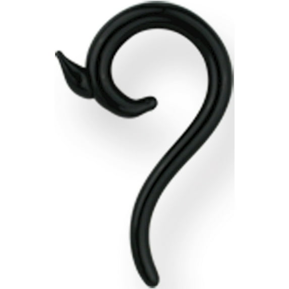 Designer Non Metal Pyrex Glass Long Curl Plug Solid Colors 6G (4.1Mm) Black Made In China -Jewelry By Sweet Pea Creations