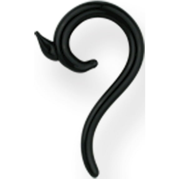 Designer Non Metal Pyrex Glass Long Curl Plug Solid Colors 8G (3.2Mm) Black Made In China -Jewelry By Sweet Pea Creations