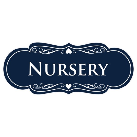 Designer Nursery Sign(Navy Blue / White) - Medium