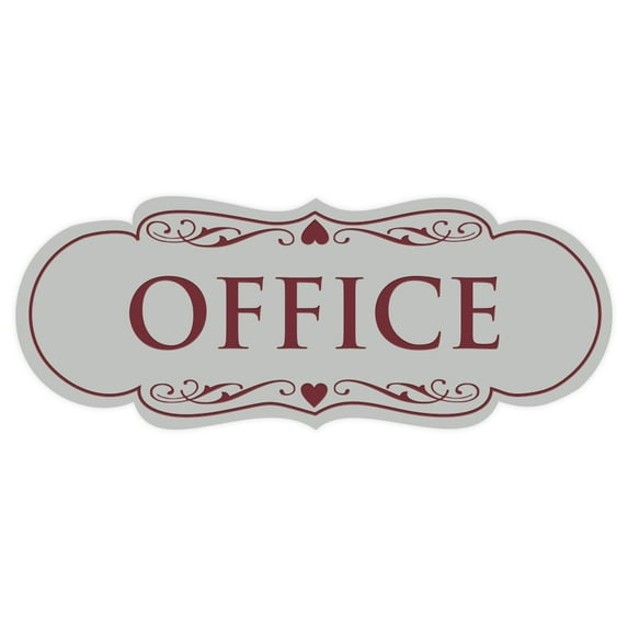Designer Office Sign(Light Grey / Burgundy) - Small