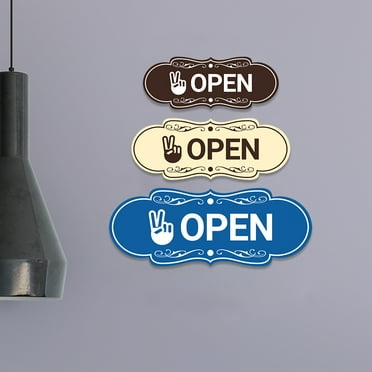 Designer Open Sign (Navy Blue / White) - Medium