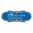 thumbnail image 1 of Designer Open Year Round Sign (Blue) - Large, 1 of 5