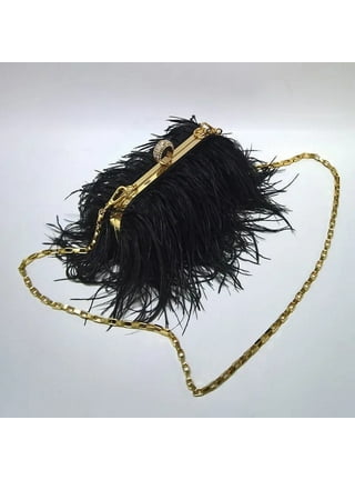 Luxury Ostrich Feather Diamond Knuckle Rings Evening Bags For