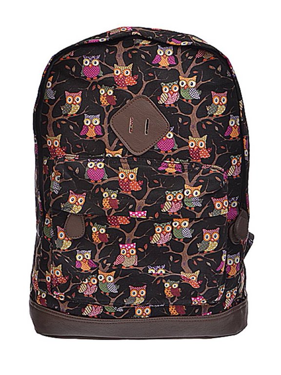 Designer Owls on Branches Backpack - Black