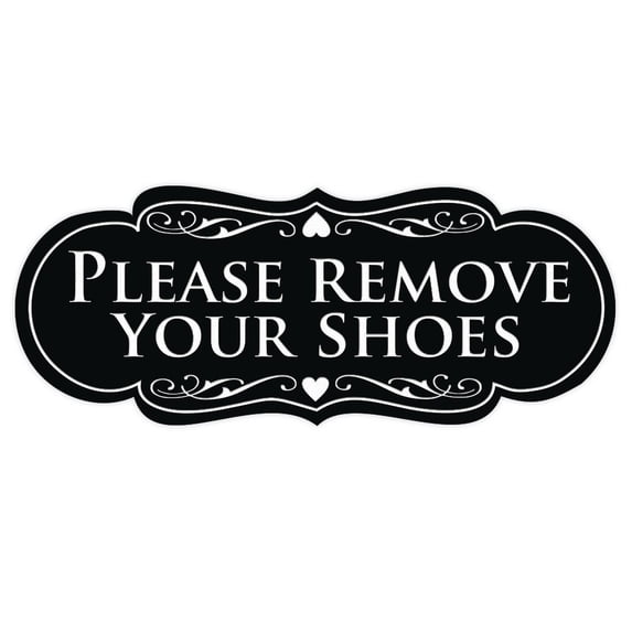 Designer PLEASE REMOVE YOUR SHOES Thank You Sign - Black Medium