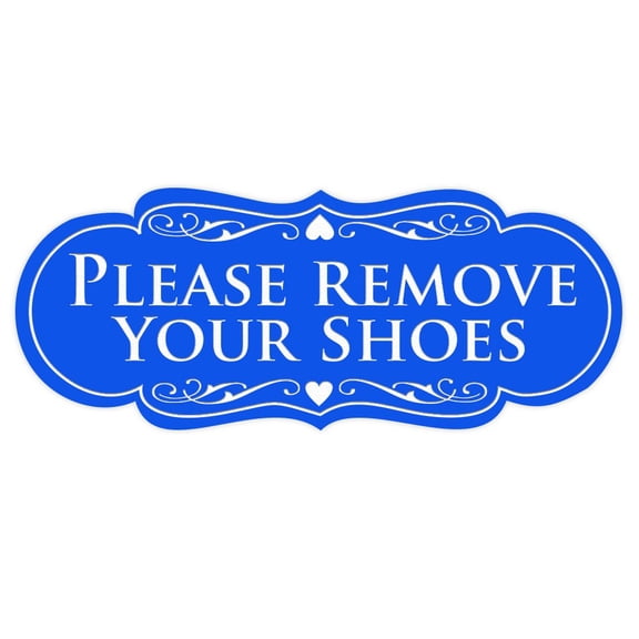 Designer PLEASE REMOVE YOUR SHOES Thank You Sign - Blue Small